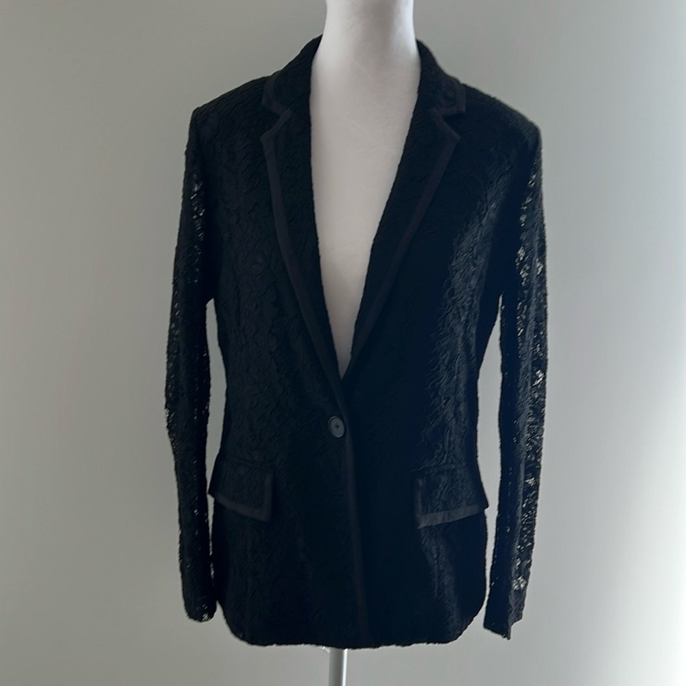 NEW L’AGENCE Mason Black Lace Blazer  W Thin Lapel  Size 4  Like new